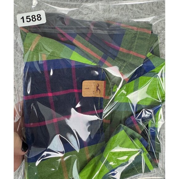 Hollister Womens Plaid Mini Skirt Green/Blue Sz 1 Preppy CottonBlend Lightweight - Picture 15 of 15